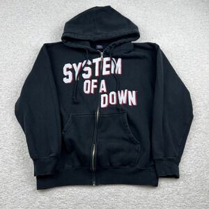 Vintage Y2k System Of A Down Hoodie Men XL Black Zip Up Band Merch Rock Music